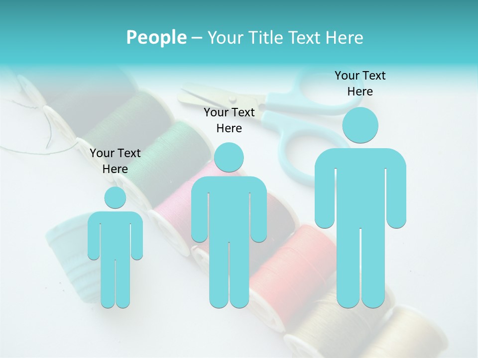 A Pair Of Scissors And Spools Of Thread On A Table PowerPoint Template