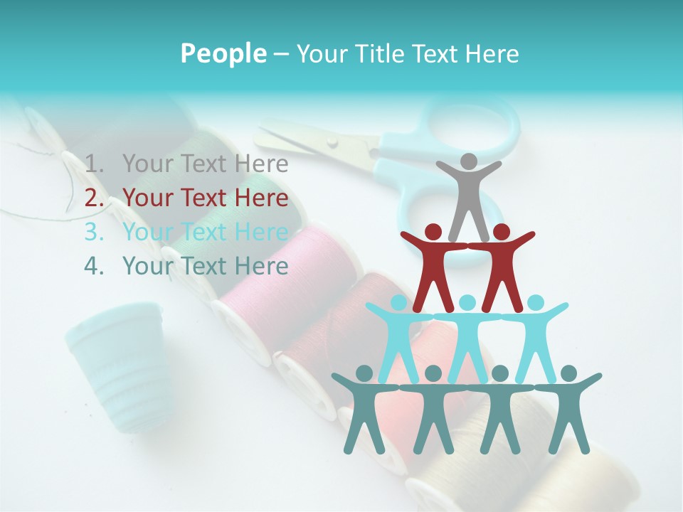 A Pair Of Scissors And Spools Of Thread On A Table PowerPoint Template