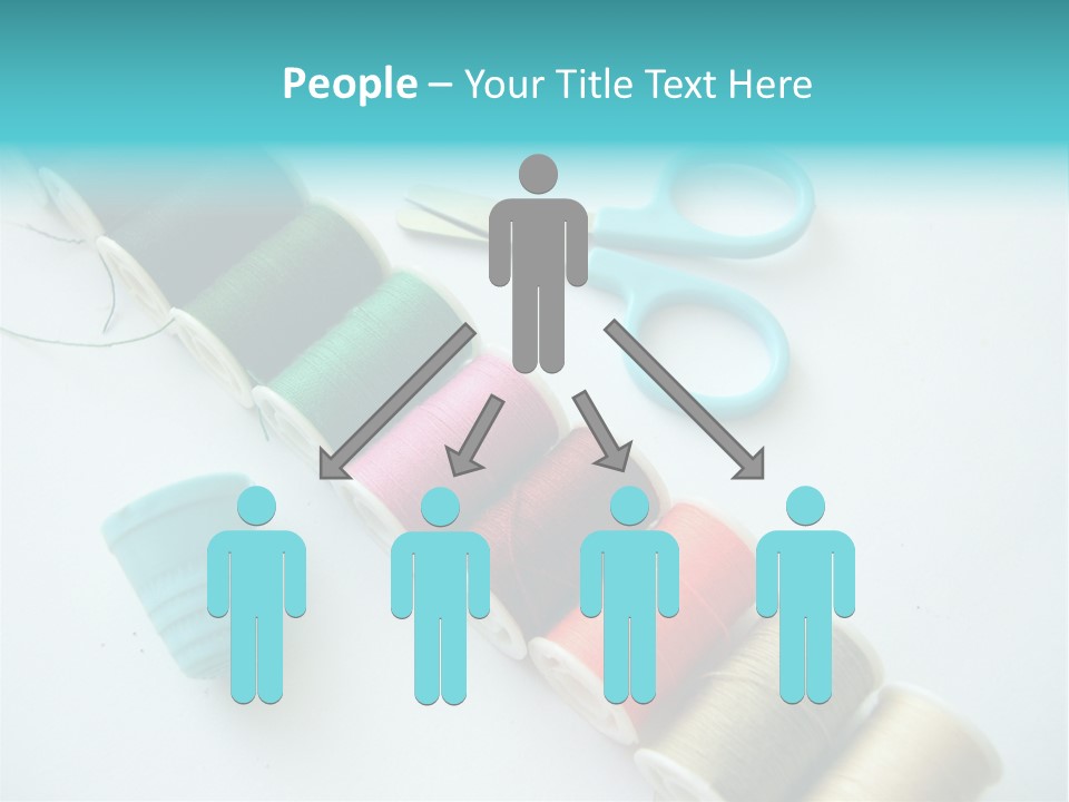A Pair Of Scissors And Spools Of Thread On A Table PowerPoint Template