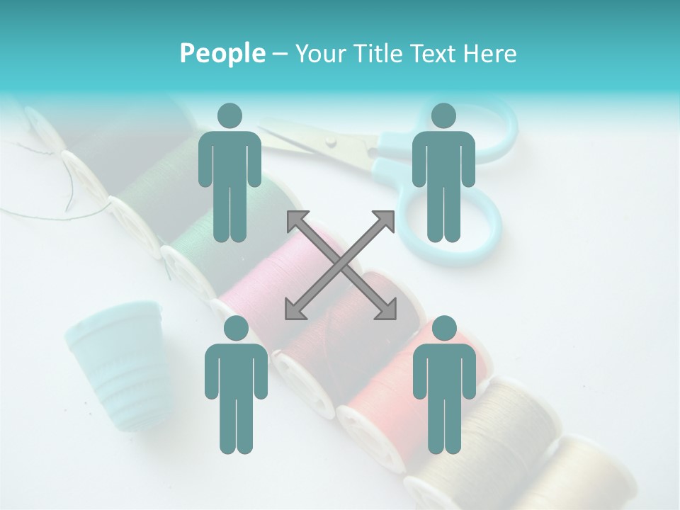 A Pair Of Scissors And Spools Of Thread On A Table PowerPoint Template