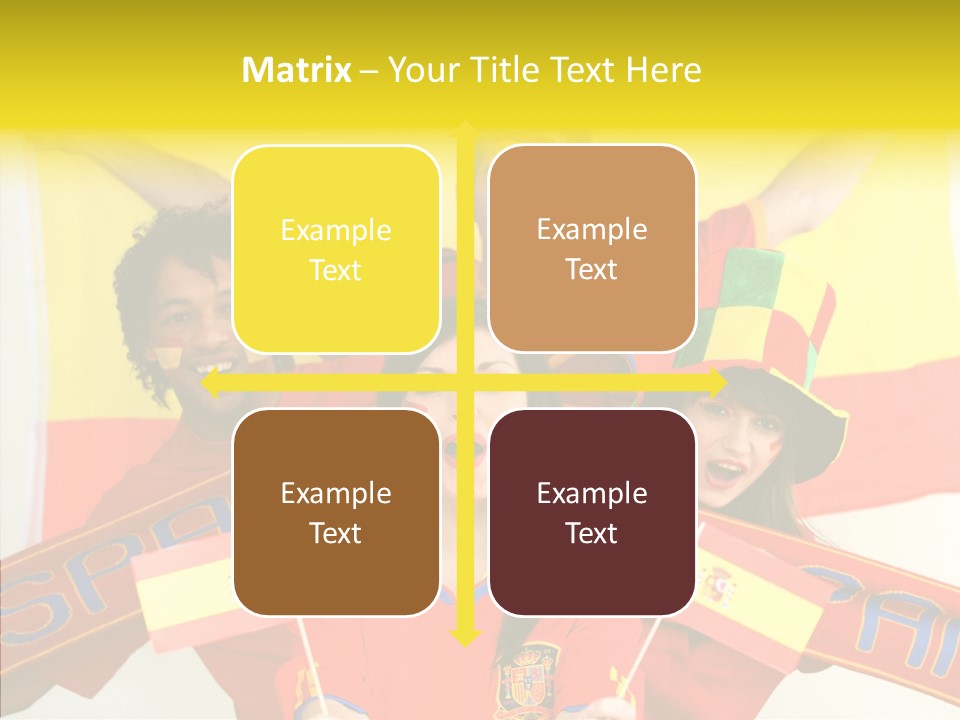 A Group Of People With Spanish Flags On Their Faces PowerPoint Template