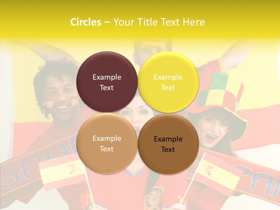 A Group Of People With Spanish Flags On Their Faces PowerPoint Template