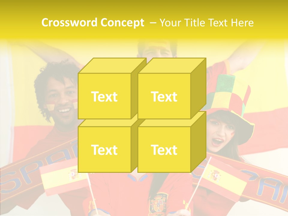 A Group Of People With Spanish Flags On Their Faces PowerPoint Template