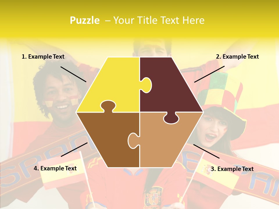 A Group Of People With Spanish Flags On Their Faces PowerPoint Template