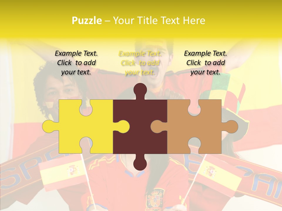 A Group Of People With Spanish Flags On Their Faces PowerPoint Template