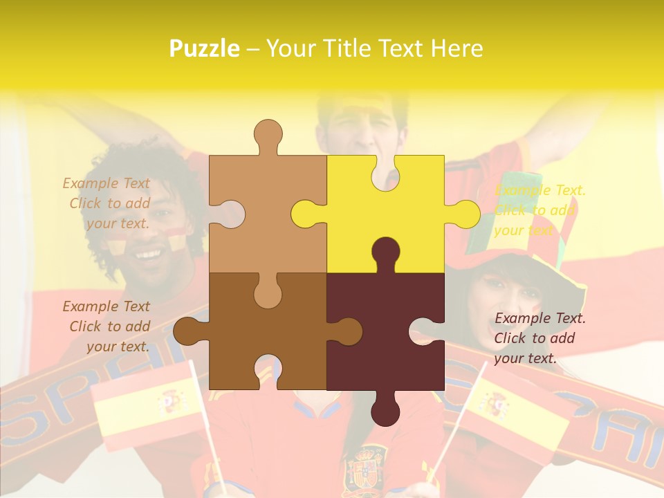 A Group Of People With Spanish Flags On Their Faces PowerPoint Template