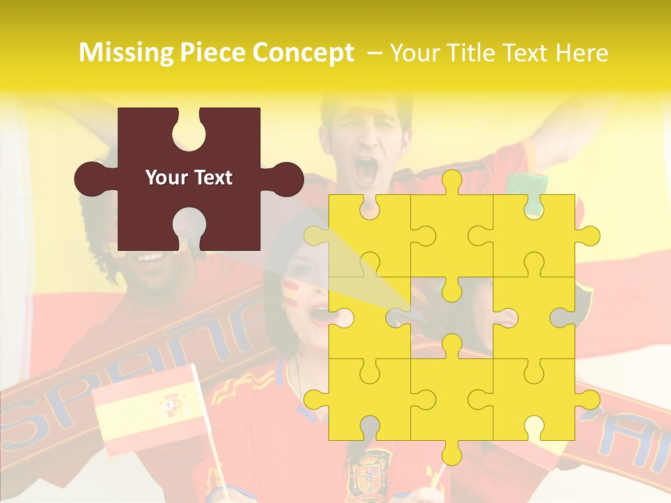 A Group Of People With Spanish Flags On Their Faces PowerPoint Template