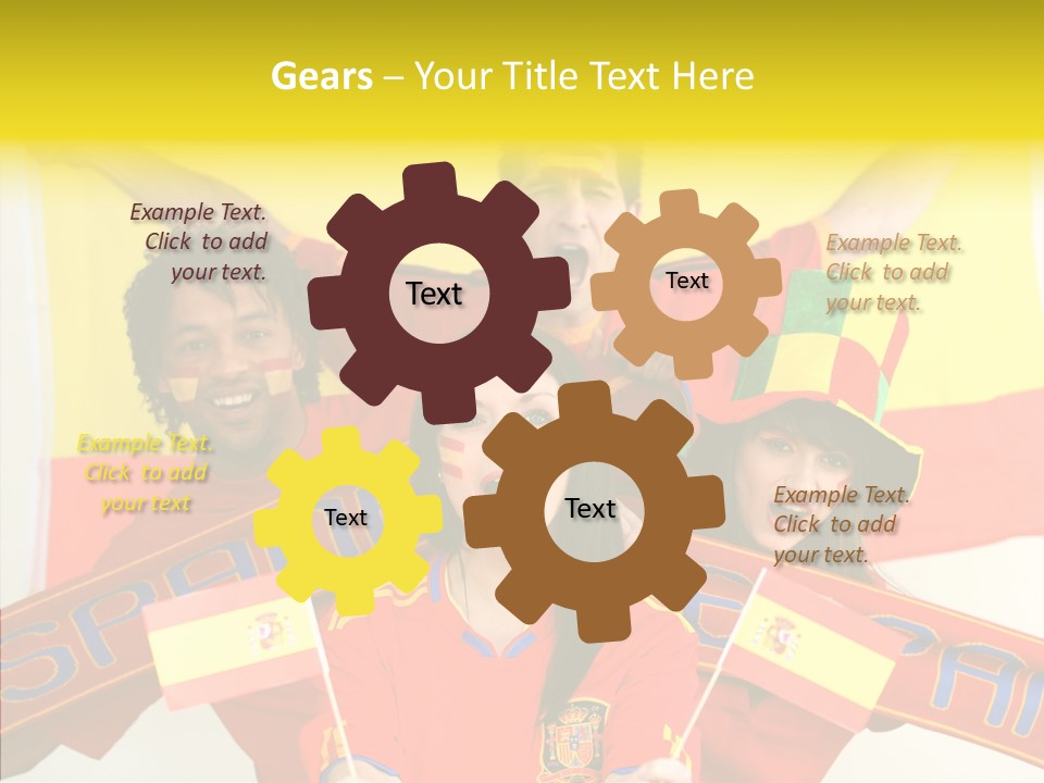 A Group Of People With Spanish Flags On Their Faces PowerPoint Template