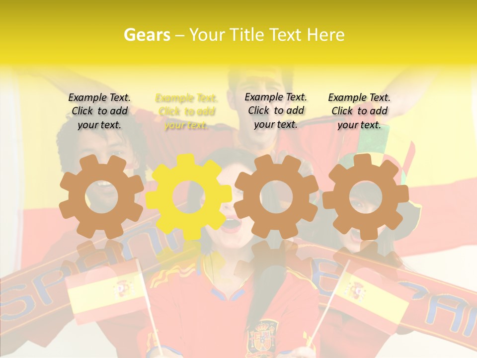 A Group Of People With Spanish Flags On Their Faces PowerPoint Template