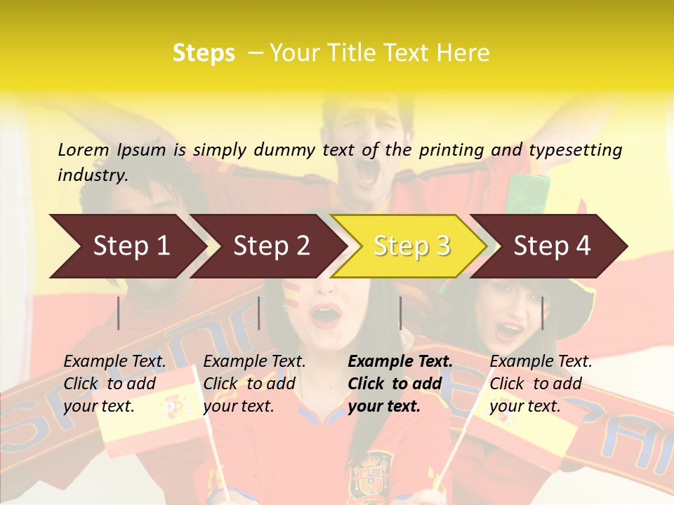 A Group Of People With Spanish Flags On Their Faces PowerPoint Template