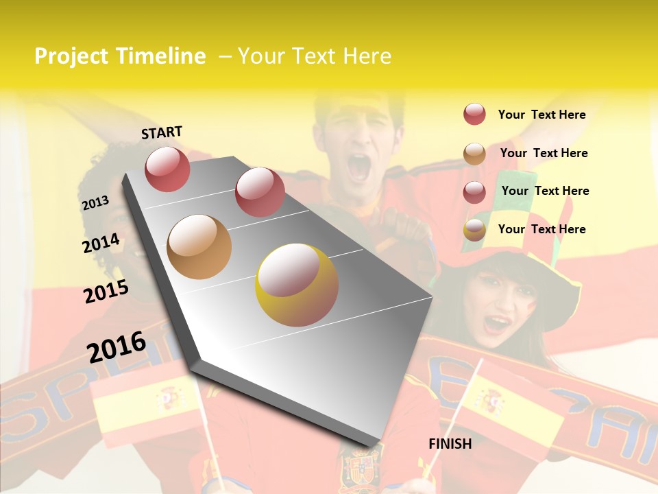 A Group Of People With Spanish Flags On Their Faces PowerPoint Template