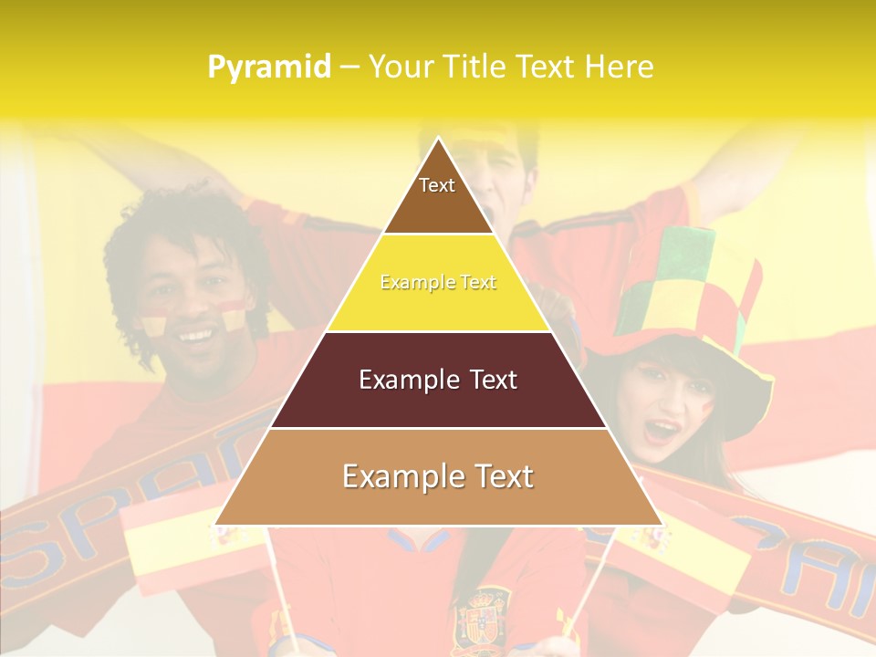 A Group Of People With Spanish Flags On Their Faces PowerPoint Template
