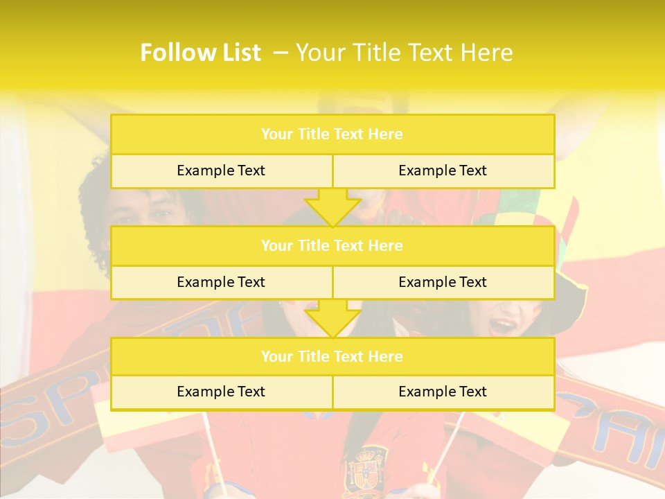 A Group Of People With Spanish Flags On Their Faces PowerPoint Template