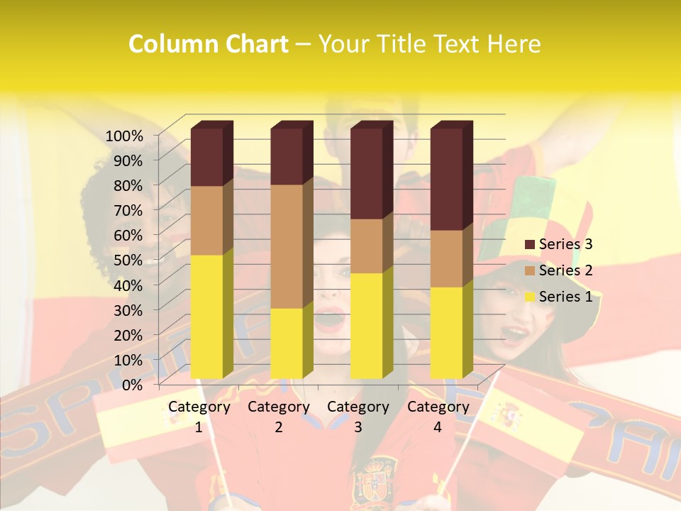 A Group Of People With Spanish Flags On Their Faces PowerPoint Template