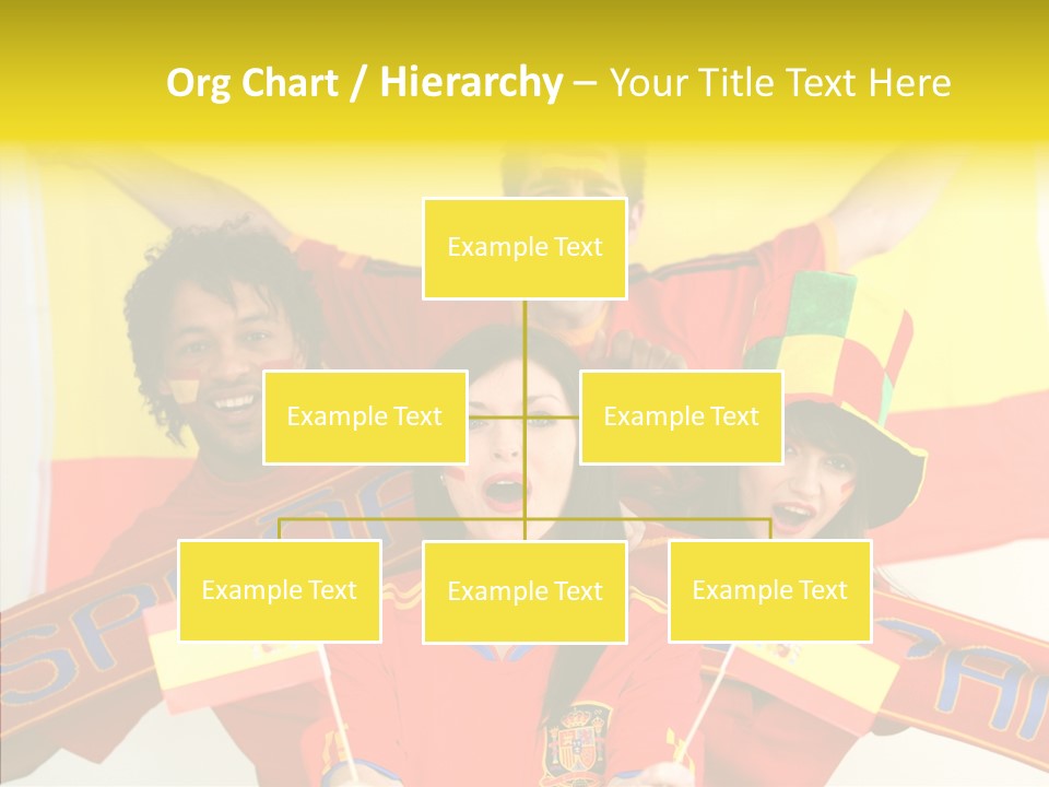 A Group Of People With Spanish Flags On Their Faces PowerPoint Template