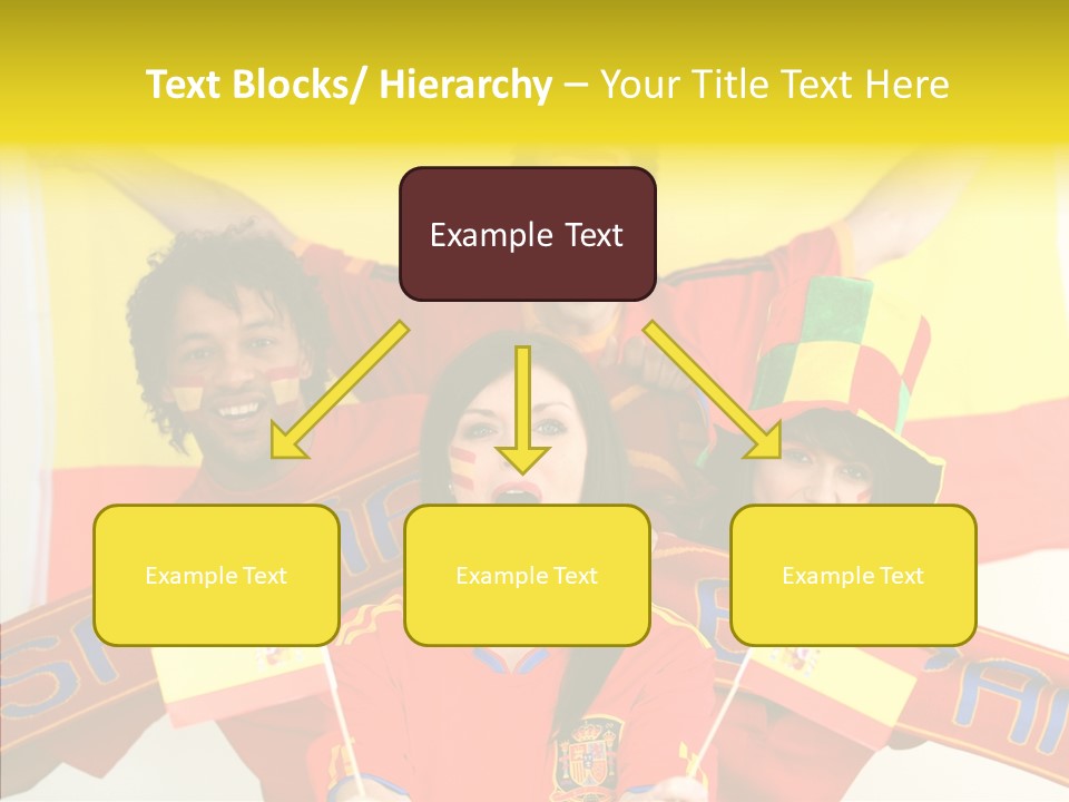 A Group Of People With Spanish Flags On Their Faces PowerPoint Template