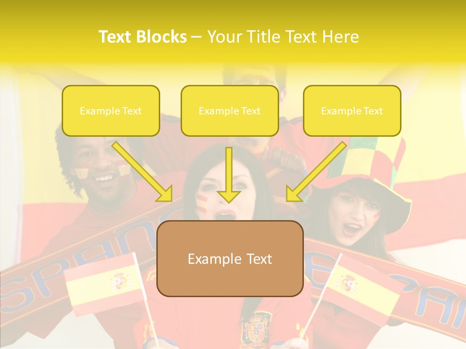 A Group Of People With Spanish Flags On Their Faces PowerPoint Template