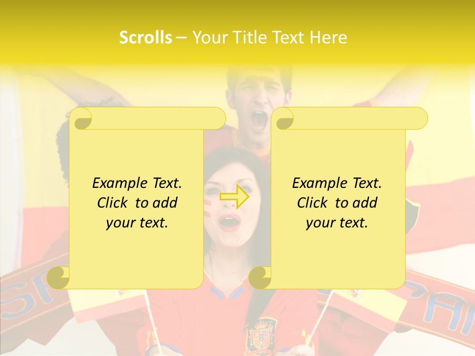 A Group Of People With Spanish Flags On Their Faces PowerPoint Template