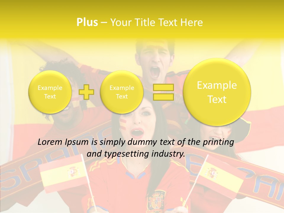 A Group Of People With Spanish Flags On Their Faces PowerPoint Template