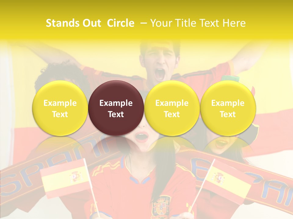 A Group Of People With Spanish Flags On Their Faces PowerPoint Template
