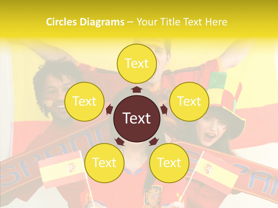 A Group Of People With Spanish Flags On Their Faces PowerPoint Template