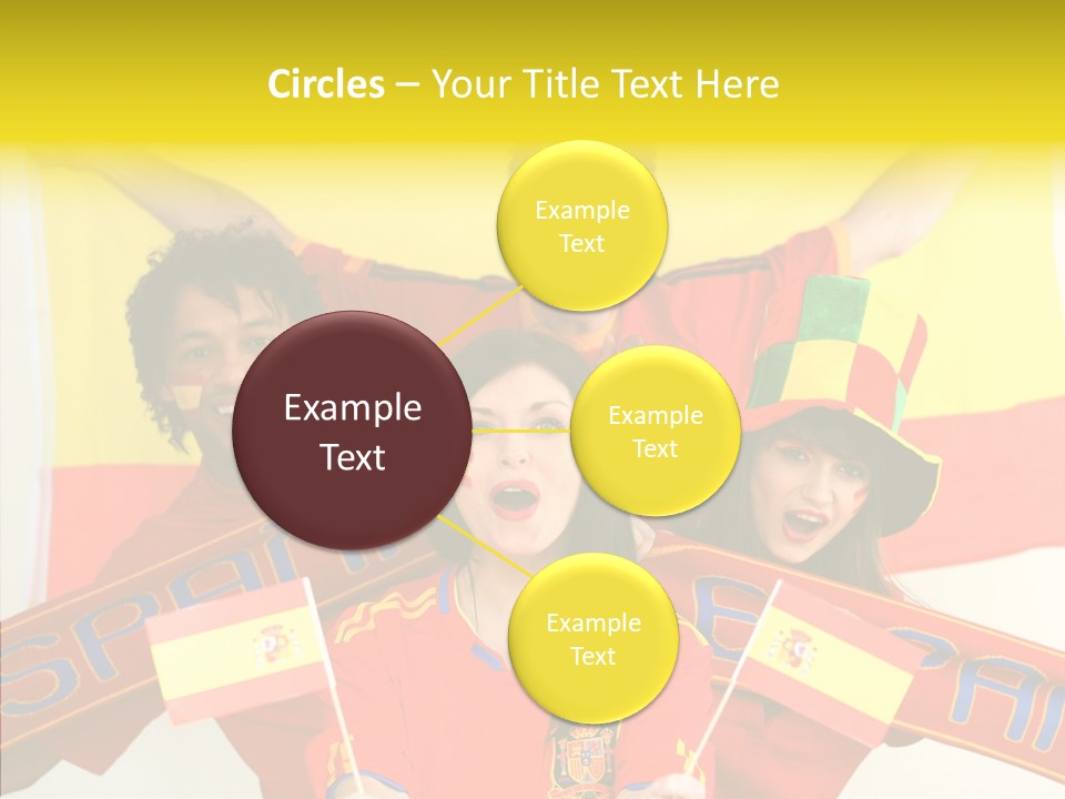 A Group Of People With Spanish Flags On Their Faces PowerPoint Template