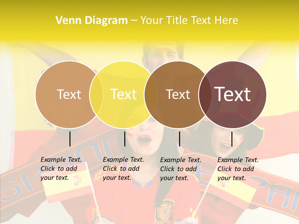 A Group Of People With Spanish Flags On Their Faces PowerPoint Template