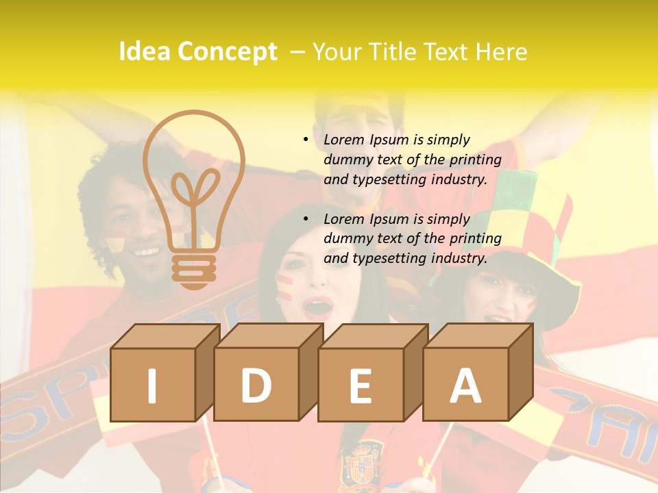 A Group Of People With Spanish Flags On Their Faces PowerPoint Template