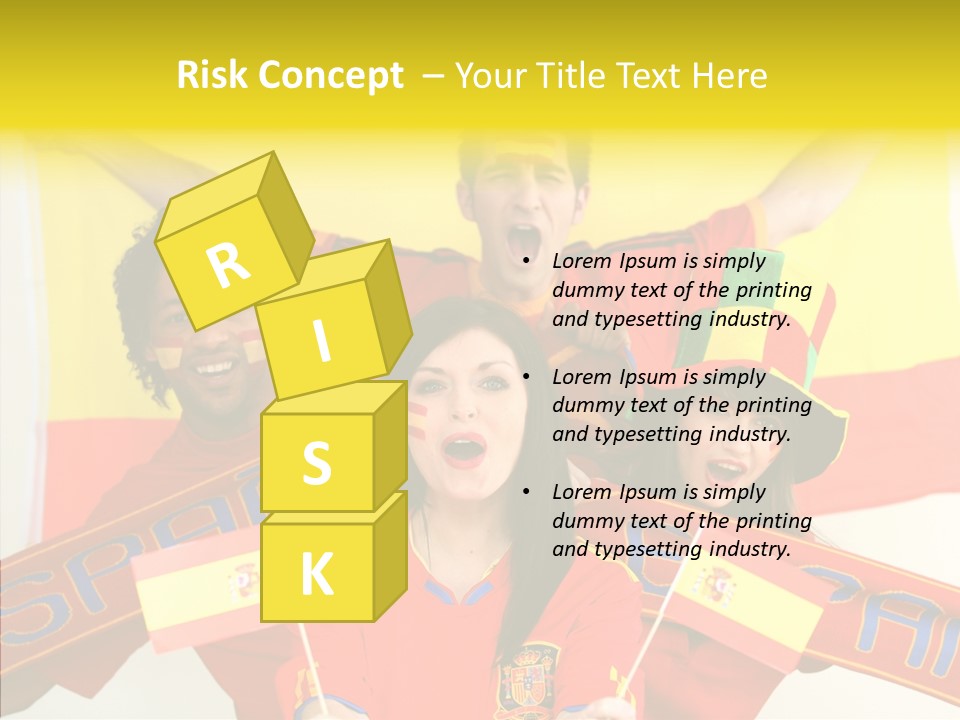 A Group Of People With Spanish Flags On Their Faces PowerPoint Template