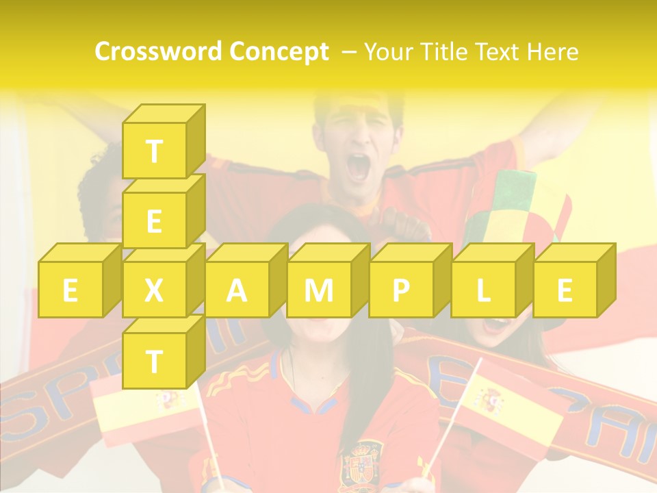 A Group Of People With Spanish Flags On Their Faces PowerPoint Template