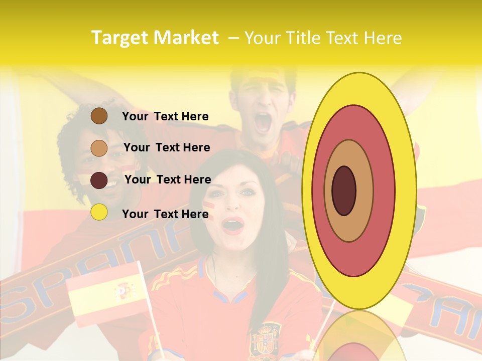 A Group Of People With Spanish Flags On Their Faces PowerPoint Template