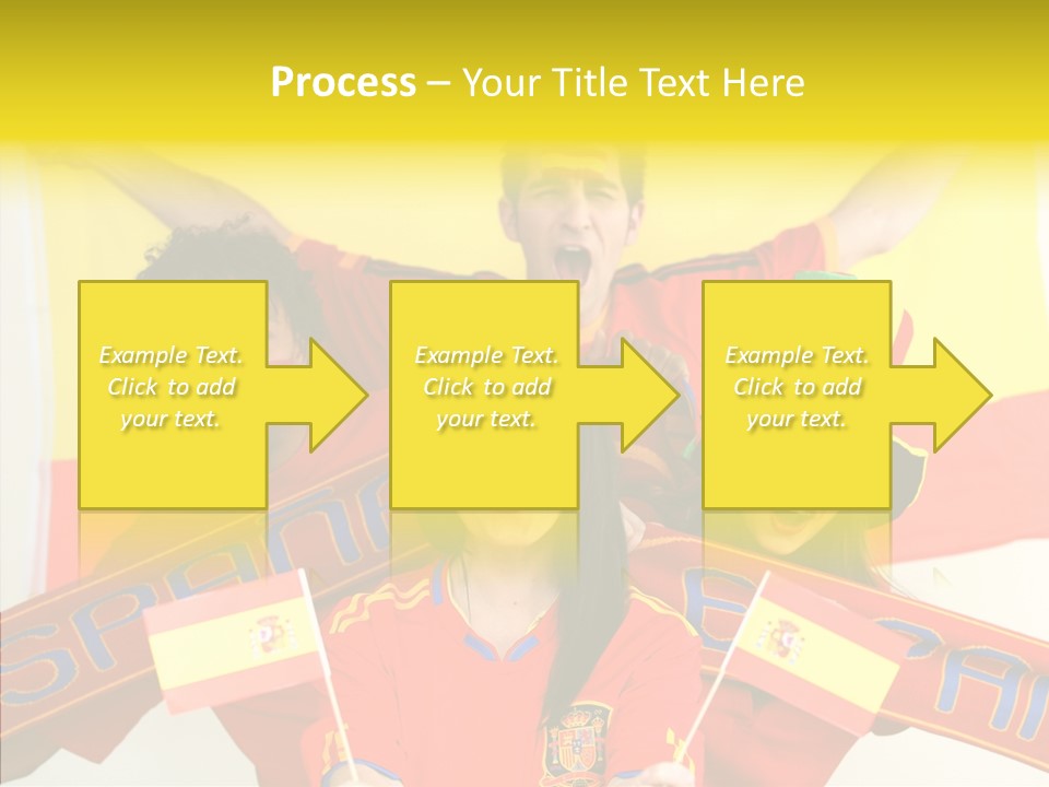 A Group Of People With Spanish Flags On Their Faces PowerPoint Template
