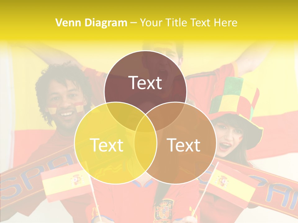 A Group Of People With Spanish Flags On Their Faces PowerPoint Template