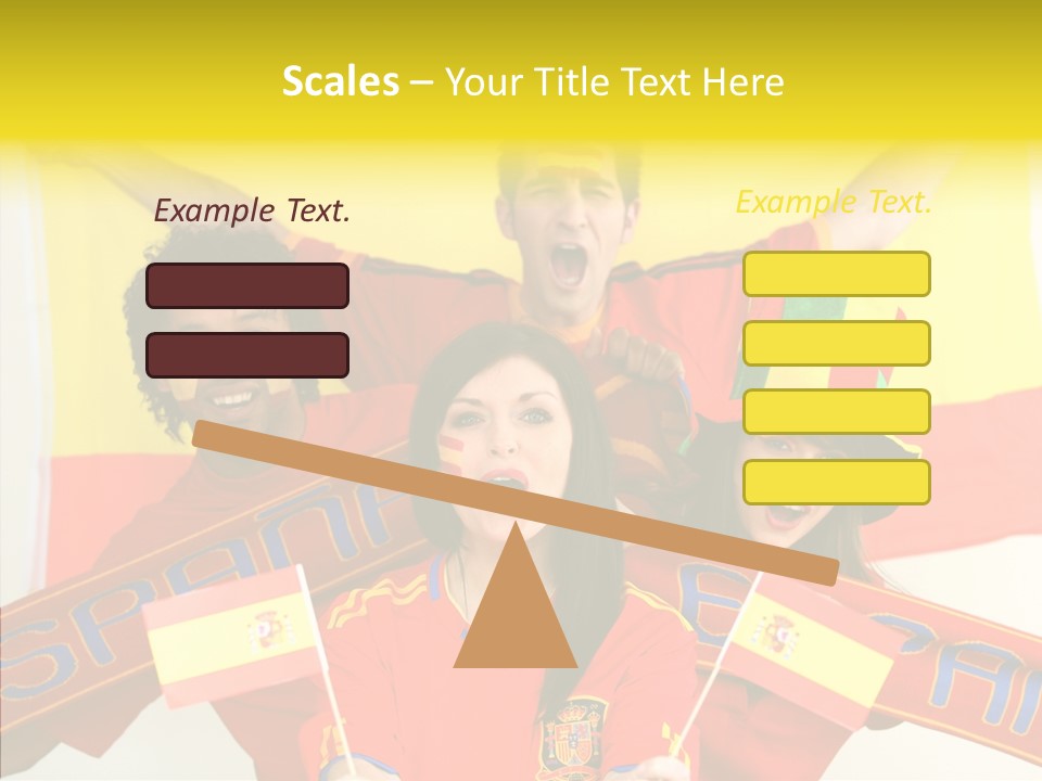 A Group Of People With Spanish Flags On Their Faces PowerPoint Template