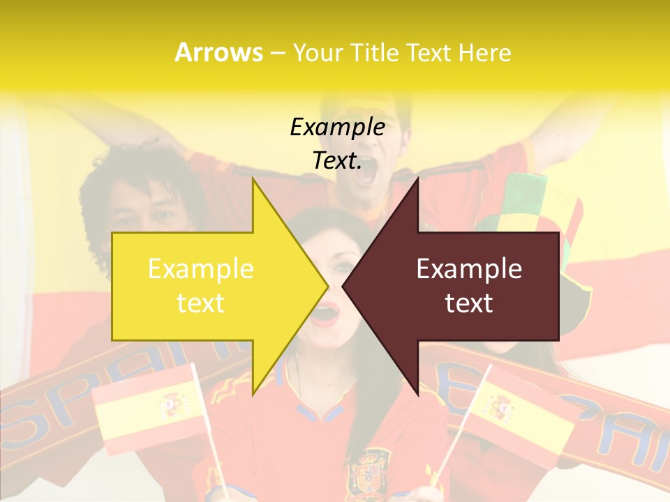 A Group Of People With Spanish Flags On Their Faces PowerPoint Template