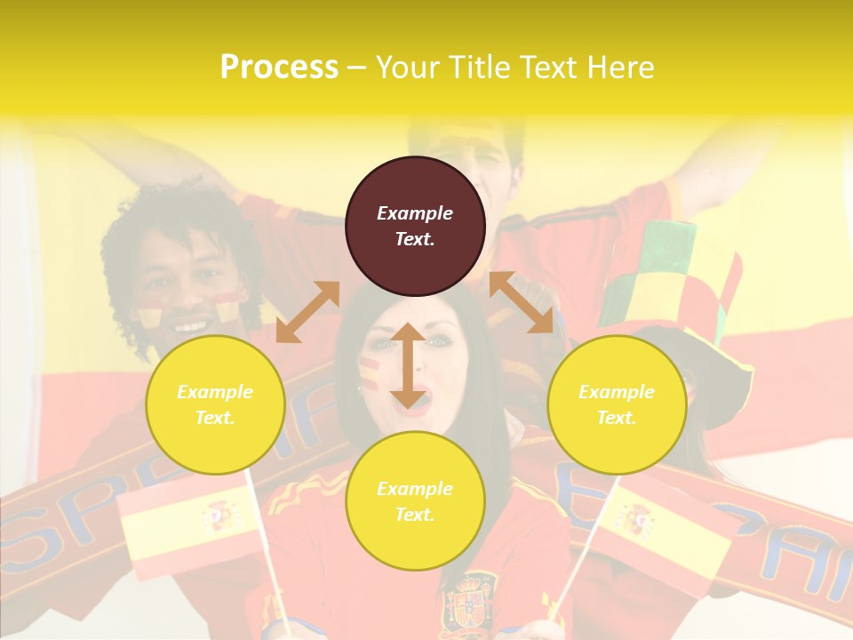 A Group Of People With Spanish Flags On Their Faces PowerPoint Template
