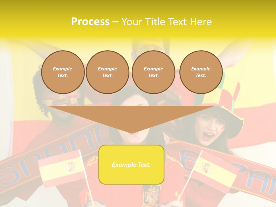 A Group Of People With Spanish Flags On Their Faces PowerPoint Template