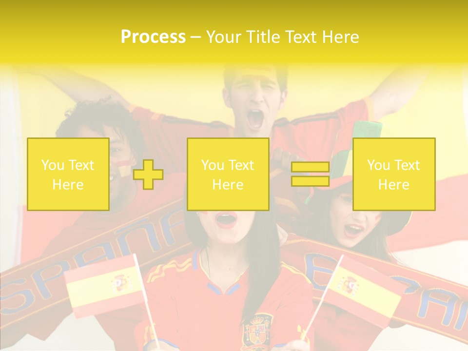 A Group Of People With Spanish Flags On Their Faces PowerPoint Template