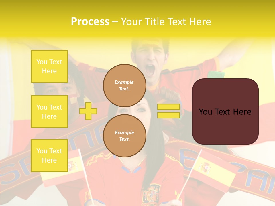 A Group Of People With Spanish Flags On Their Faces PowerPoint Template