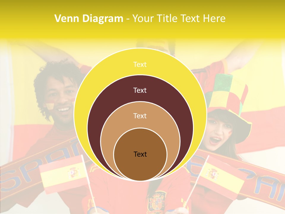 A Group Of People With Spanish Flags On Their Faces PowerPoint Template