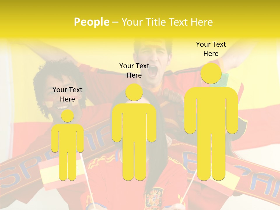 A Group Of People With Spanish Flags On Their Faces PowerPoint Template