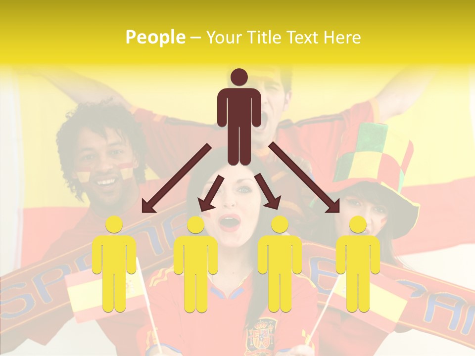 A Group Of People With Spanish Flags On Their Faces PowerPoint Template