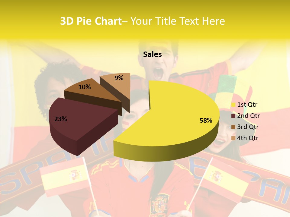 A Group Of People With Spanish Flags On Their Faces PowerPoint Template