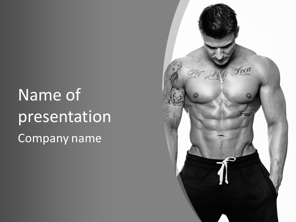 Waist Bodybuilder Muscle PowerPoint Template