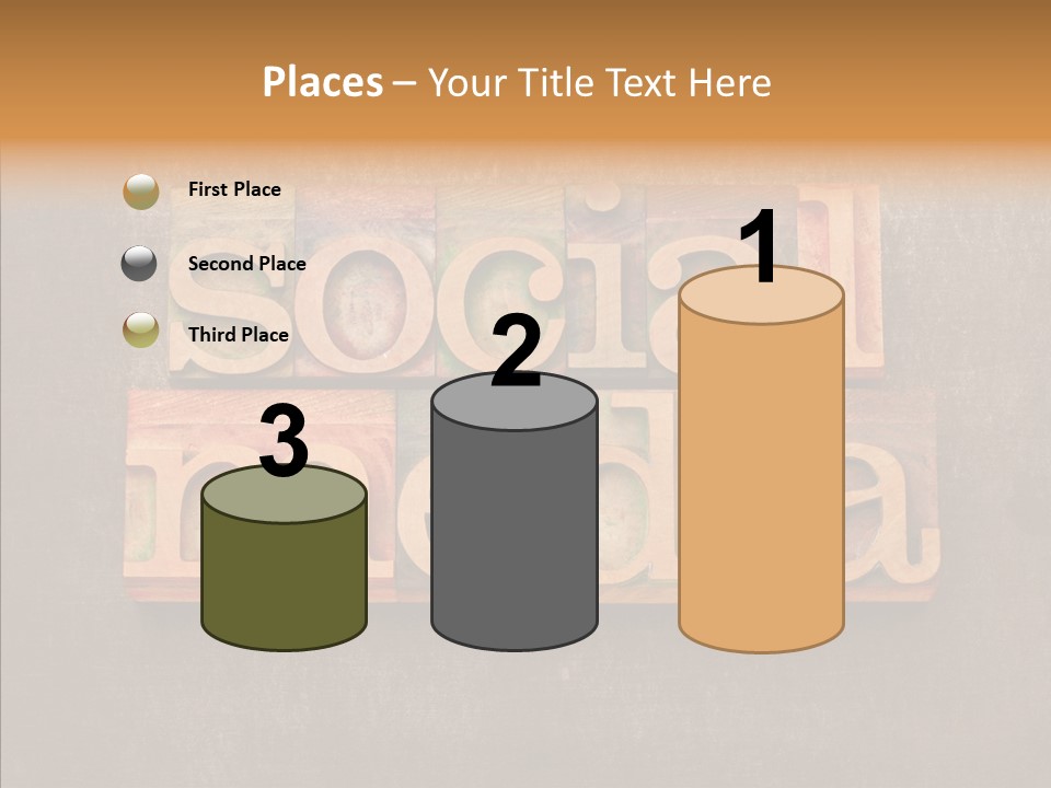 The Word Social Media Written In Wood Type Blocks PowerPoint Template