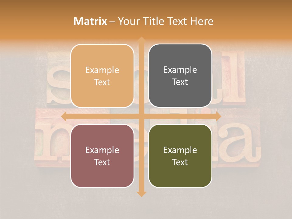 The Word Social Media Written In Wood Type Blocks PowerPoint Template