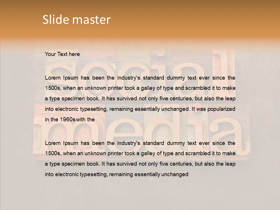 The Word Social Media Written In Wood Type Blocks PowerPoint Template