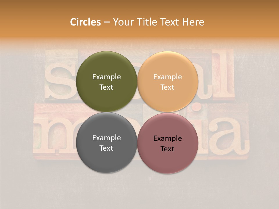 The Word Social Media Written In Wood Type Blocks PowerPoint Template