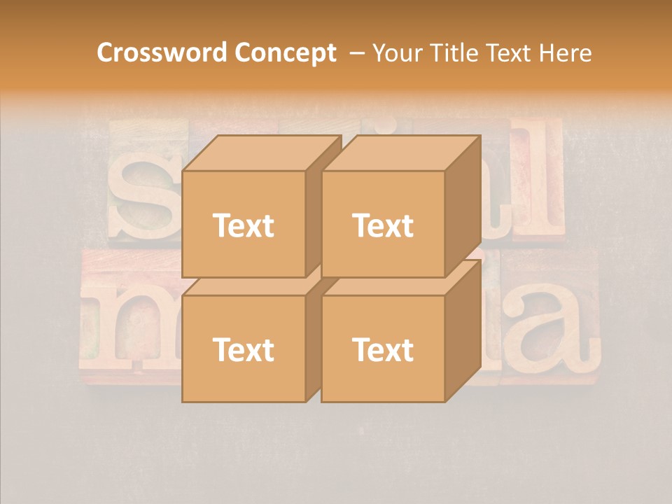 The Word Social Media Written In Wood Type Blocks PowerPoint Template