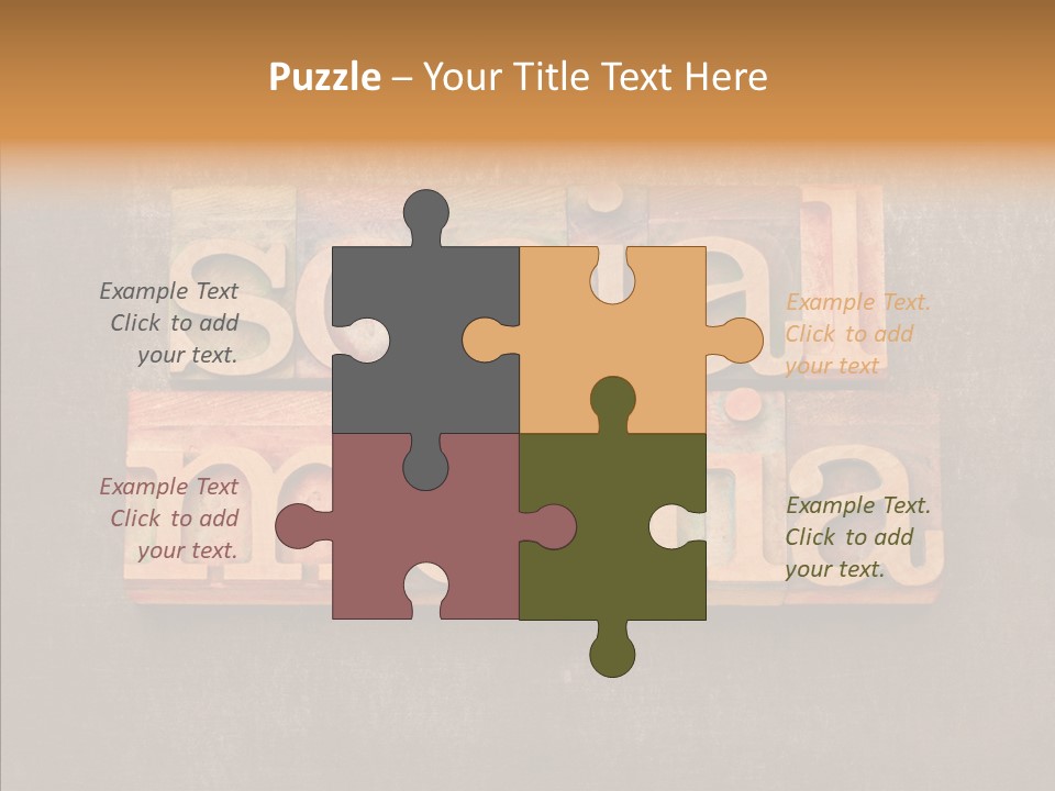 The Word Social Media Written In Wood Type Blocks PowerPoint Template